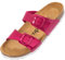 Palado Pantoletten Damen Samos - elegante Sandalen Made in Spain - bequeme Hausschuhe mit dämpfendem Kork-Fußbett - modische Sommerschuhe Matt Fuchsia UK6 - EU39