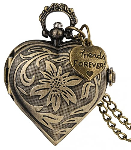 ZALTAS Montres de Poche en Quartz Vintage Bronze Fob Watch Collier Pendentif Horloge Cadeau pour Dames
