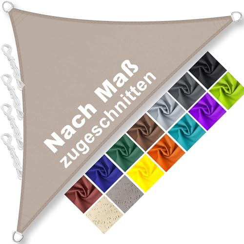 Sonnensegel Dreieckig Rechtwinklig 3.2x3.2x4.5m Wasserdicht im Viele Größe und Farben, PES Polyester, Sonnenschutz 95% UV Schutz, Reißfest Wetterfest für Terrasse Garten Balkon- Taupe