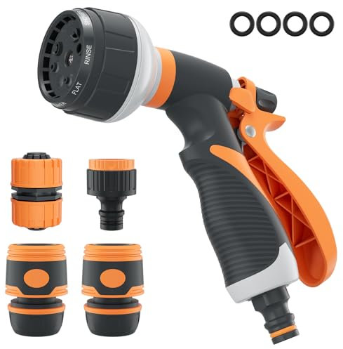 Gartenbrause, Garten Handbrause, Gartenspritze mit 8 Sprühbilder Multifunktional Bewässerungsbrause Hochdruck Einstellbarer Wasserdurchfluss Gartendusche für Bewässerung Rasen,Haustier