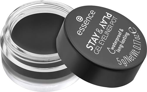 Essence Cosmetics Stay e Play Gel Eyeliner Pot, Lunga Durata, Pigmentato, a Prova di Sbavature, Colore Intenso, Opaca, 5 g