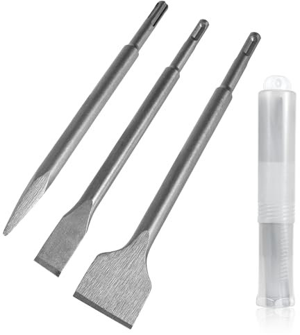 Lot de 3 burins SDS Plus SDS Plus - 25 cm - Jeu de forets SDS Plus pointus et burins à carrelage pour la maçonnerie, le granit, le béton