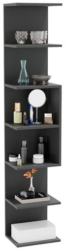 ComfortCove Wandregal Bücherregal, Wandmontierte Einheit, Regal-Einheiten, Bücherregal, Lagerung Ordner Regale für Schlafzimmer, Wohnzimmer, Bad, Küche, Büro, 7 Regal, schwarz