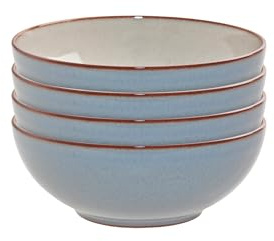 Denby - Heritage Terrace Cereal Bowls Set of 4-17cm Diameter, 820 Capacity - Dishwasher & Microwave Safe, Oven Proof Dishes for Soup - 1960's Inspired - Chip Resistant for Everyday Use