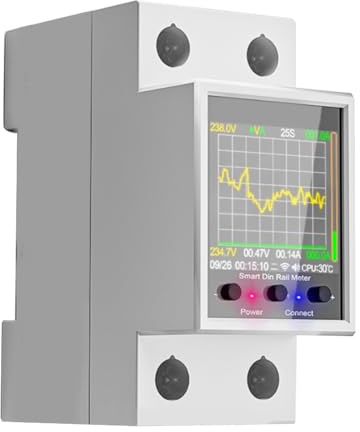 Nxyupv GR2P 100A Medidor de Electricidad Inteligente Tuya WiFi Medidor de Energía de Riel DIN Monitor de Pantalla Digital Amperímetro de Curva de Voltaje