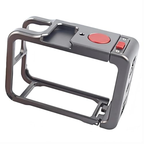OURHZTB Metallkamerabur för DJI OSMO Action 6, aluminiumhöljesfodral skyddande ram med magnetisk snabbkopplingskontakt, 1/4 tum gänghål, kall sko för LED-lampa/mikrofontillbehör