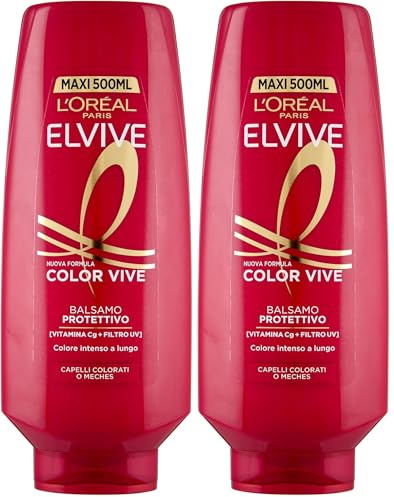 L'Oréal Paris Elvive Balsamo Sublimante, Per Tutti i Capelli Colorati, Colore Protetto per 40 Lavaggi e Luminosità Estrema, Capelli Nutriti e Districati, Con Vitamina C, Color Vive, 500 ml