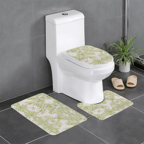 Set di 3 tappetini da bagno antiscivolo YYHWHJDE 61 x 40,6 cm, motivo rami di salice oscillanti, tappeti ovali e rettangolari per WC, toeletta e servizi igienici