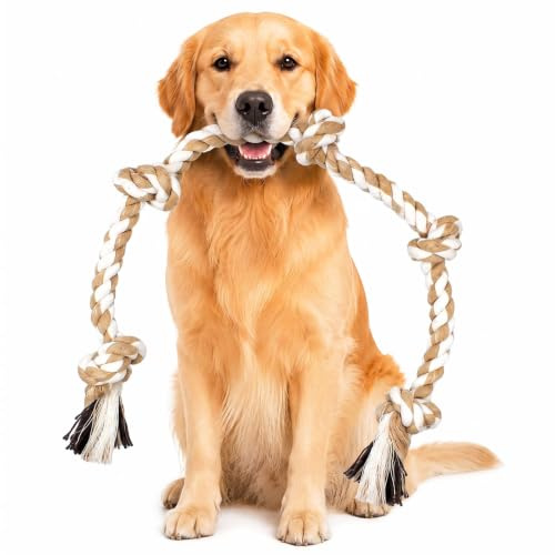 Luhuuxmu Juguetes de Cuerda para Perros para Masticadores Agresivos Juguete Cuerda Trenzada Resistente con 5 Nudos Juguetes de Limpieza de Dientes de Perro, Juguete de Cuerda Resistente para Perros