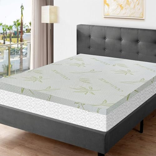 Quality Bamboo Memory Foam Mattress Topper 1 Ultrasoft Memory Foam, Orthopedic, Hypoallergenic (King, 150 x 200 cm)