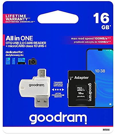 GOODRAM Microsd 16gb Card Class 10 + Adpter + Card Reader - Blister