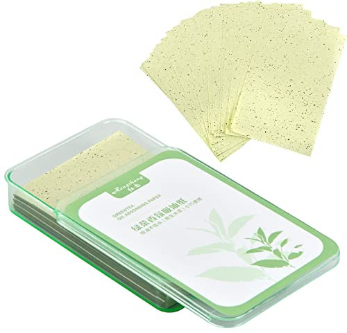 300 Hojas de Papel Absorbente de Aceite Facial, Secante Natural y Suave para Mujeres y Hombres (Té Verde)