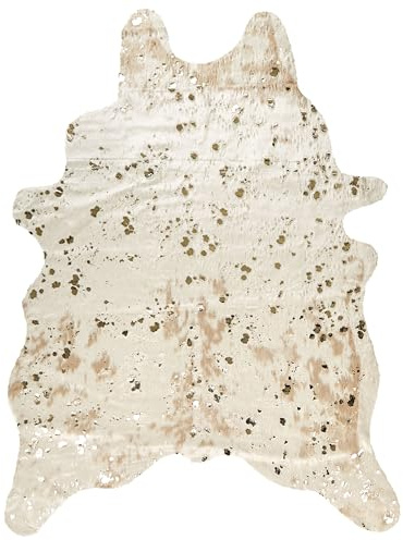 Beliani Tapis Fausse Peau de Vache avec Taches Éparses 150 x 200 cm en Acrylique et Polyester Beige Doré