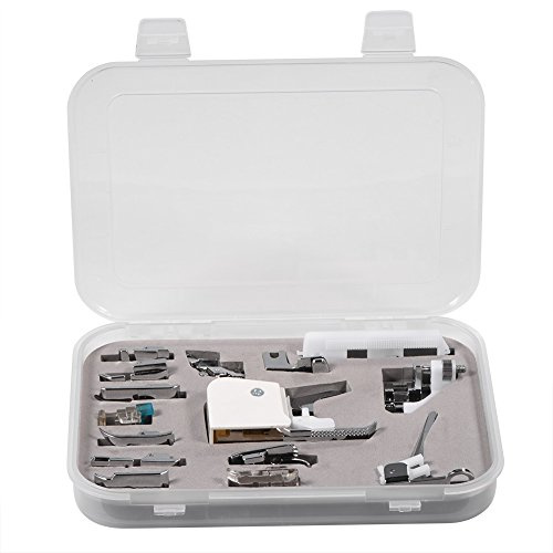 Prensatelas, juego de prensatelas de costura de 15 piezas, accesorios para máquinas de coser Brother, pie con cremallera, piezas para máquinas de coser, adecuado para la máquina de coser multifunciona