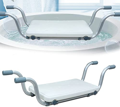 Badewannensitz Senioren,Verstellbar Wannensitz,Aluminiumlegierung Badewannentransferbank,rutschfest Schemel,Badewannen-StufeTritt,Ausziehbare Badewannenablage,Duschstuhl für Badewanne Tragkraft 120KG