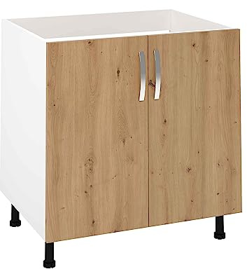 HOGAR24 ES - Mueble Bajo Fregadero 2 Puertas Color Roble Albar, Medidas: 85 x 80 x 58 cm