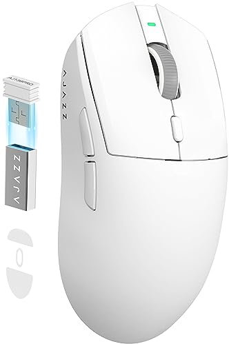 AJAZZ AJ139 PRO X SUPERLEICHT Kabellose Gaming-Maus,Ultraleicht(59g),Pixart PAW3395 Optischer Sensor,26000 DPI,2.4GHz/USB C Verkabelt,6 Programmierbare Tasten,200 Stunden Akkulaufzeit,für PC/MAC –Weiß