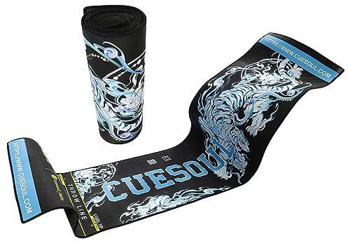 CUESOUL Le Tapis de fléchettes Heavy Duty Comprend à la Fois Une Ligne de Lancement Officielle à Pointe Souple et en Acier, Quatre Symboles mythologiques.