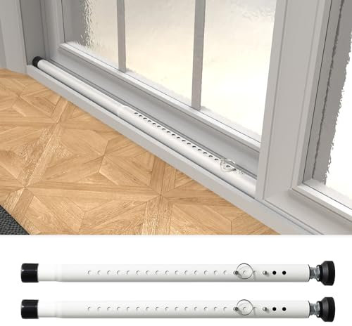 Barra di sicurezza per finestra, confezione da 2, da 40,6 a 130,6 cm, regolabile, per porta scorrevole, colore bianco, a prova di bambino
