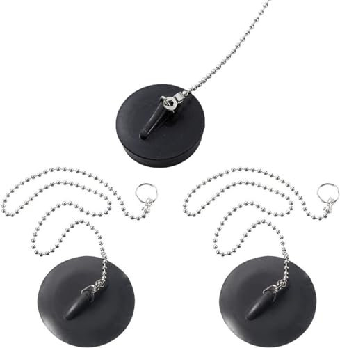BINQILIN 3 Pièces Bouchon Baignoire Universel avec La Chaîne à Billes Bouchon Evier Cuisine Bouchon de Lavabo Caoutchouc Bouchon d'Evier pour évier de Cuisine ou de Baignoire