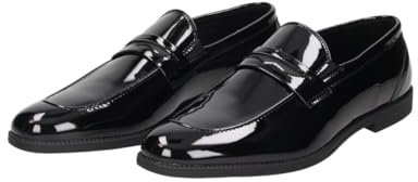 Nick Zapatos de Charol para Hombre - Negro, Mocasines Elegantes, 46 EU