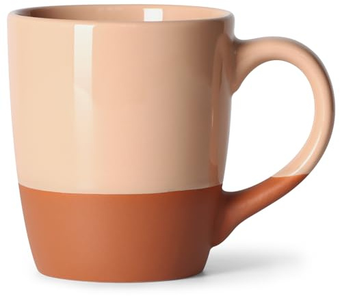 Smilatte 20 OZ Large Coffee Mug, Nice Ceramic Boss Tea Cup with Big Handle for Dad Men Women, Unique Style for Any Kitchen, Red-Brown