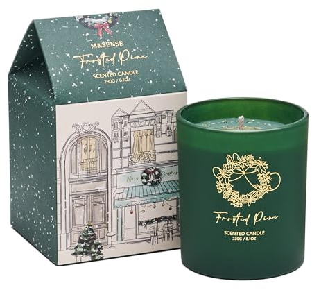 M&SENSE Duftkerze Weihnachten Gefrorene Kiefer|230g Natürliche Sojawachs Duftkerzen im Glas|Kerze Geschenk für Weihnachten, Geburtstag, Hauseinweihung