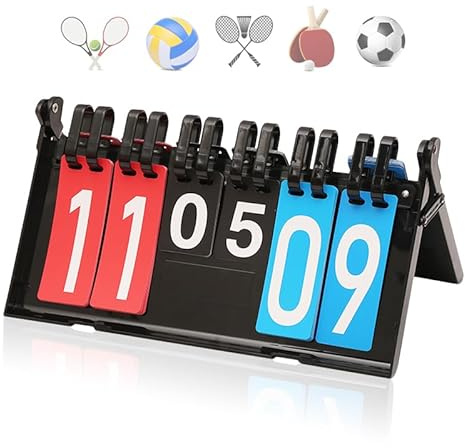 Honicemar Waterproof Sports Scoreboard Portable Flip 6 Digit Score board plastic Scorer - Black, for Sports Competition Football Basketball Tennis Rugby Table Tennis Badminton Score Keeper and More- B