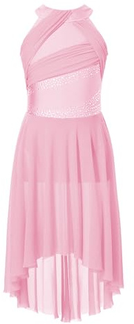 Miutii Barn, flickor, lyrisk, dansklänning, glitter, konståkning, klänning med asymmetrisk kjol, modern, dans, ballerina, latin, dansklänning
