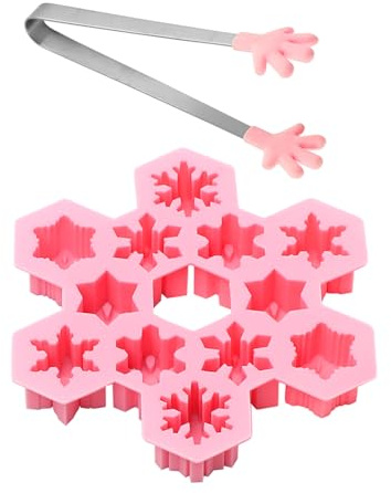 Moule À Flocon De Neige Rose 1 Pièce Et Pince À Glace 1 Pièce, Moule À Glaçons, Moule En Silicone, Moule De Cuisson, Fournitures De Cuisine