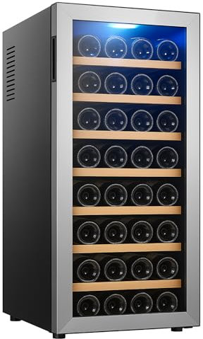 Générique Cave à Vin de Service – 22 Bouteilles (92 L) – Température 6-14°C – Double Vitrage – Étagères en Bois – LED – Inox