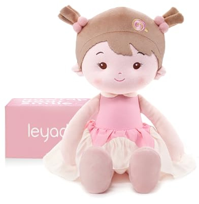 LeyaDoll Bambola di stoffa morbida (40 cm), regalo di nascita e battesimo per bambine - Adorabile giocattolo per neonati 0-3 anni - Il mio primo angelo custode - Principessa Lolly