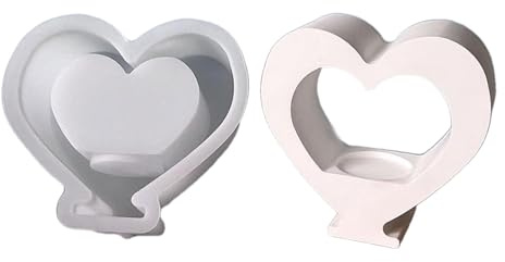 SEAYACK Stampo Silicone A Cuore Vuoto Stampi per Supporto Tealight in Silicone per Portacandele Resina A Portata Cedella Stella Decorazione Natalizia E Candela Cuore Che Produce Stampo