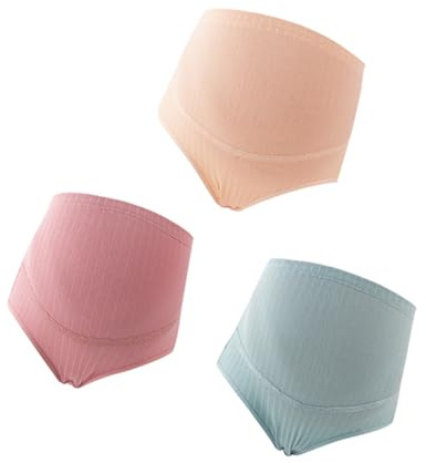 Yardenfun Bragas de Maternidad Algodón Cintura Alta 3 Unidades Elásticas para Mujer Embarazada Soporte Suave XL Colores Variados para Embarazo y Postparto