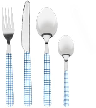 Tognana, Set 4 Posate Vichy Blue, Acciaio 18/0, Azzurro