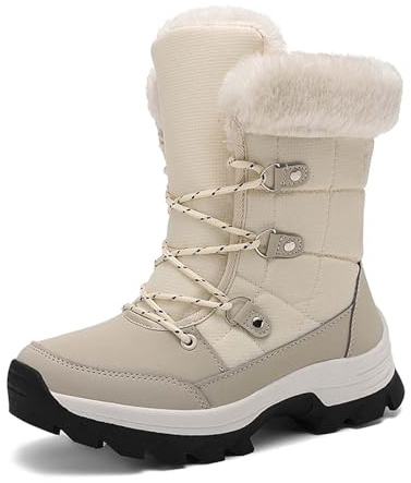 Dasongff Bottes D'Hiver Pour Femmes Imperméables Légères Chaudes Doublées de Fausse Fourrure Mi-Mollet