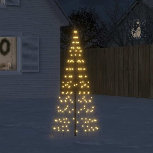 Generisch Árbol de Navidad con efectos luminosos, estructura de metal estable, para jardín, terraza e interiores (blanco cálido, 180 cm)
