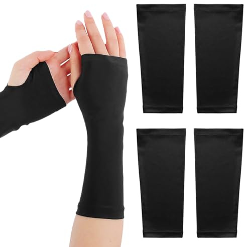 Arm Cast Cover gipsskydd, 4 stycken, elastiska armärmar med tumhål | Elasticitet kort gipsskydd, ventilerande gipsskydd, ärmskydd, för armskydd gjutning wound cover överdrag, svart
