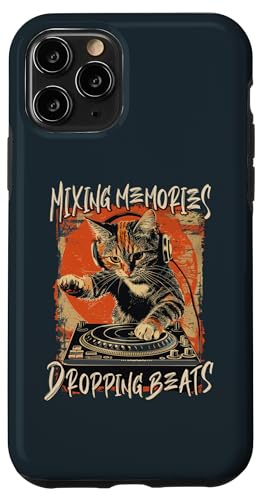 Custodia per iPhone 11 Pro Funny DJ Cat Disco Sound Tech Headphone Music