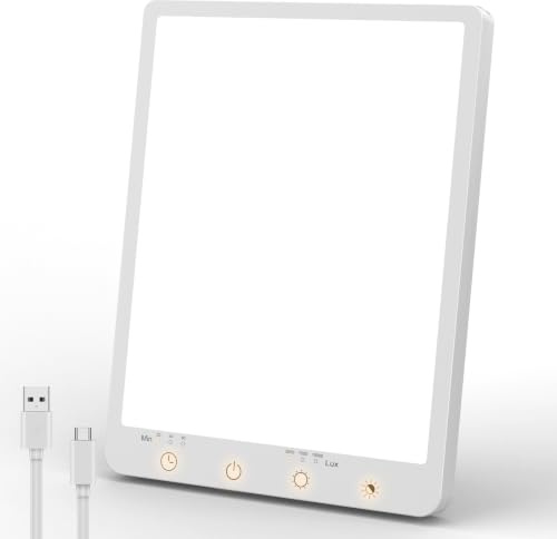 Portable 10000 Lux SAD Lamp with 3 Colour Mode for Winter Dark (Type-C) | Light Therapy Lamp with 3 Brightness, Timer, Hanging Hole for Home, Office & Travel (UK Plug Not Included)