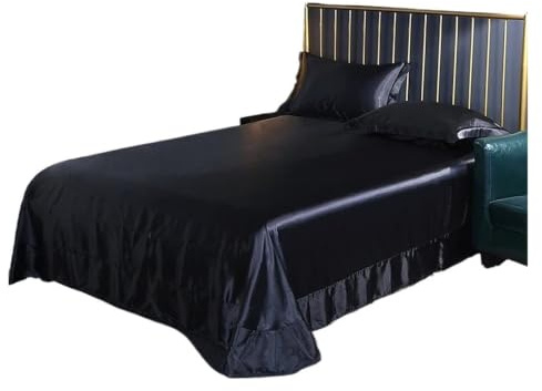 LuoAXINN Satin sängkläder set silke lakan och örngott lakan fläckigt silkeslent set drottning (färg 14, 170 x 230 cm endast lakan)