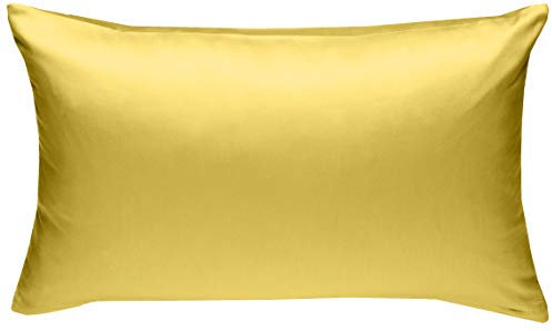 Mako-Satin Baumwollsatin Bettwäsche Uni einfarbig zum Kombinieren (Kissenbezug 40 cm x 60 cm, Gelb) viele Farben & Größen