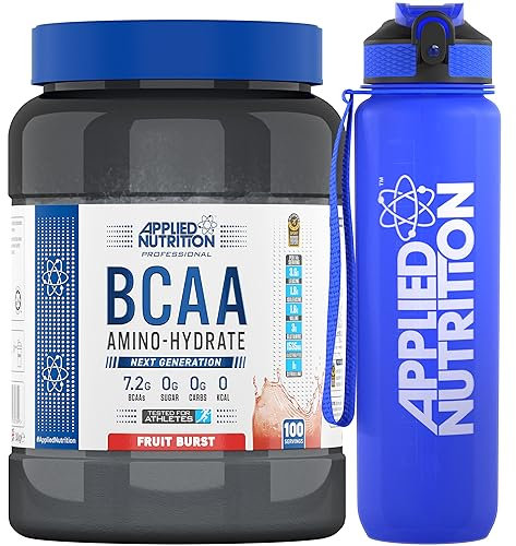 Applied Nutrition Bundle BCAA Amino Hydrate Powder 1.4kg + Lifestyle Water Bottle 1000ml | Branched Chain Amino Acids Supplement, Electrolytes, B Vits, Intra Workout & Recovery Drink (Fruit Burst)