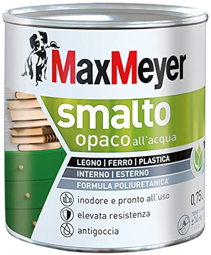 Maxmeyer Smalto All'Acqua Poliuretanico Opaco Grigio Fumo 0,75 L