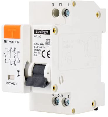 Schelinger Fehlerstromschutzschalter mit Leitungsschutzschalter/FI+LS / 2-Polig 30 mA / B16 / B25 / C16 / C25 (C25)