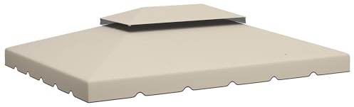 Outsunny Tetto di Ricambio per Gazebo 4x3 m a 2 Livelli da Giardino Beige