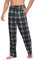 Ekouaer Pyjama Herren Weich Schlafhose Sommerhose Herren Kurz Loungewear mit Taschen Long Relaxhose Freizeithose Schwarz Weiß M