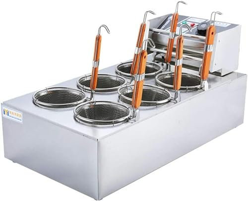 WQZStar Chaudière à Nouilles, cuiseurs à Nouilles électriques, Machines à pâtes à Panier à 6 Trous, Cuisson de pâtes Commerciale et Domestique en Acier Inoxydable