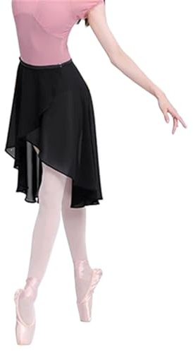 Falda de Baile de Gasa de Chicas Faldas de Ballet for mujer, vestido de Ballet de gasa, falda de tul, trajes de baile de poliéster negro, vestido de entrenamiento for niñas y adultos(Black)
