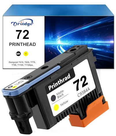 72 Testina di stampa rigenerata per hp 72 compatibile per hp Designjet T1300, T1200, T1120, T1100, T600, T610, T620 T795, T790, T770 (Nero Opaco/Giallo)